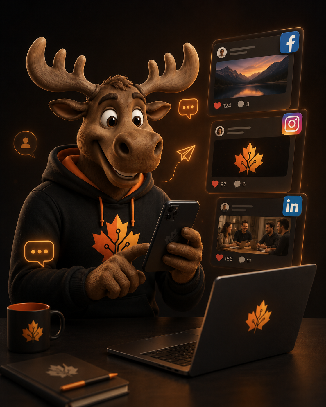 Maplovo moose managing social media content