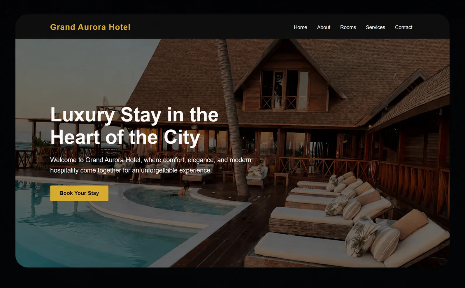 Exemple de site web pour hôtel Grand Aurora